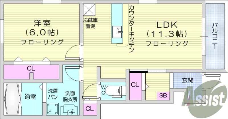 1LDK、浴室乾燥、エアコン2台、追い焚き、トランクルーム