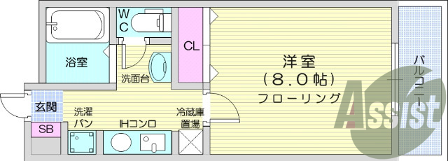1K、モニター付きインターホン、IHクッキングヒーター