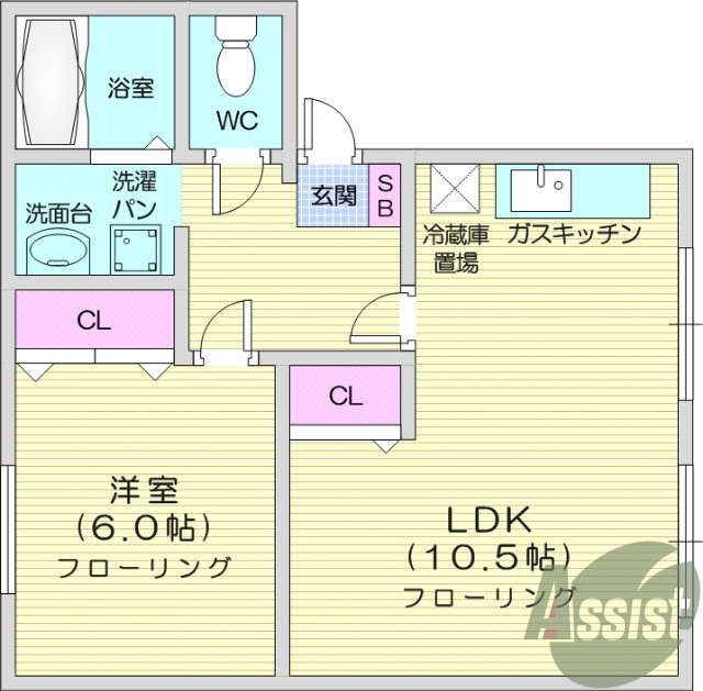 1LDK・ネット無料、シャワートイレ、洗面台独立、エアコン