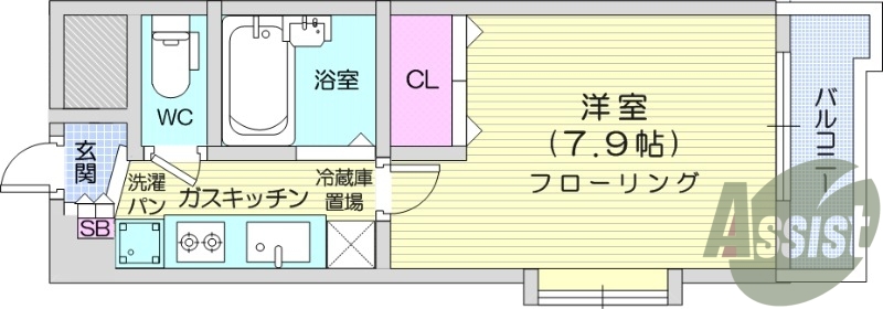 １Ｋ、フローリング、エアコン、クローゼット