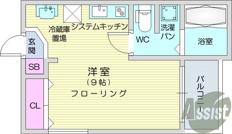 ワンルーム、フローリング、インターネット無料