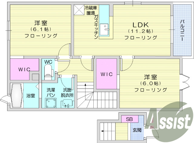 2ＬＤＫ、フローリング、サンルーム、パントリー