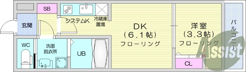 1DK、防犯カメラ、インターネット無料、追い焚き機能付き