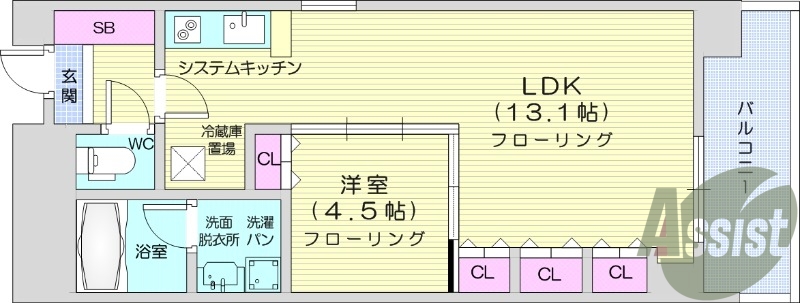 １LDK、バストイレ別、浴室乾燥付き、追い焚き機能