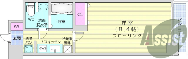 1K・オートロック、追焚、システムキッチン、独立洗面台