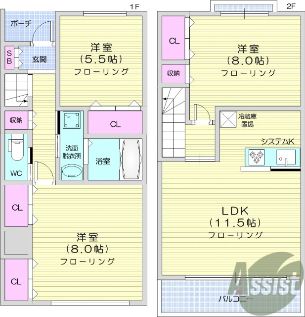 3ＬＤＫ、ホームセキュリティ付き、メゾネット、ＩＨ