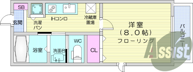 1K、モニター付きインターホン、エアコン