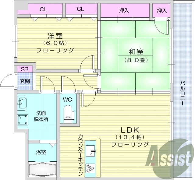 2ＬＤＫ、エアコン、バストイレ別、追炊き、宅配ボックス