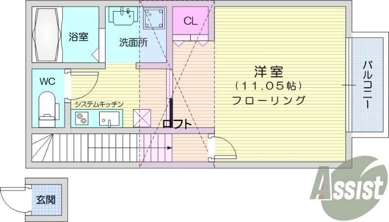 1K、ロフト付、温水洗浄便座、宅配ボックス