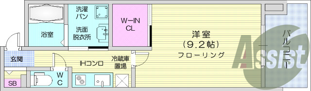 1LDK、ウォークインクローゼット、追い炊き、オートロック