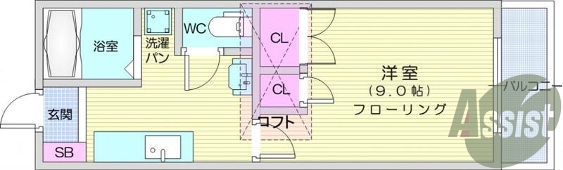 1K、南向き、ロフト、ウォシュレット、独立洗面台