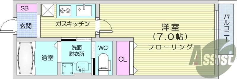 １K、エアコン、ネット無料、防犯カメラ、浴室乾燥