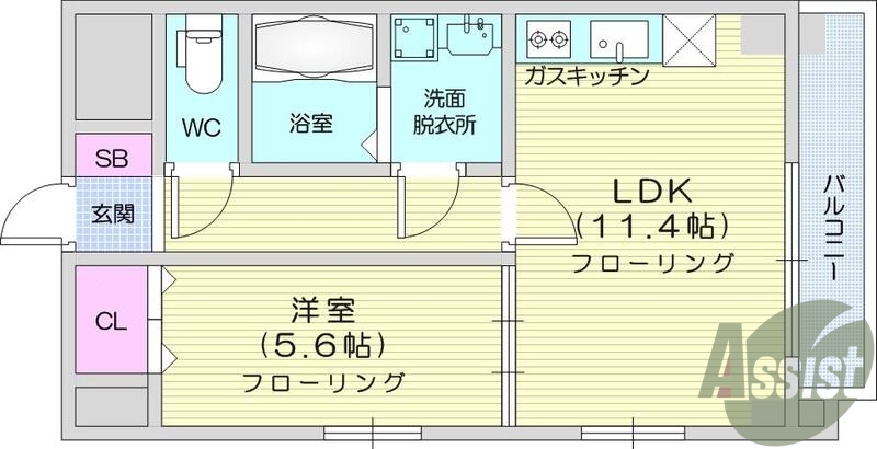 1LDK、浴室乾燥機、追い炊き、シューズBOX、エアコン。