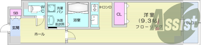 ワンルーム、オートロック、エアコン、IH付きシステムキッチン