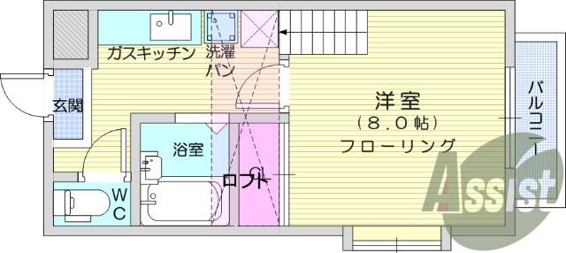 1K、エアコン、室内洗濯機置場、トイレ浴室別、収納