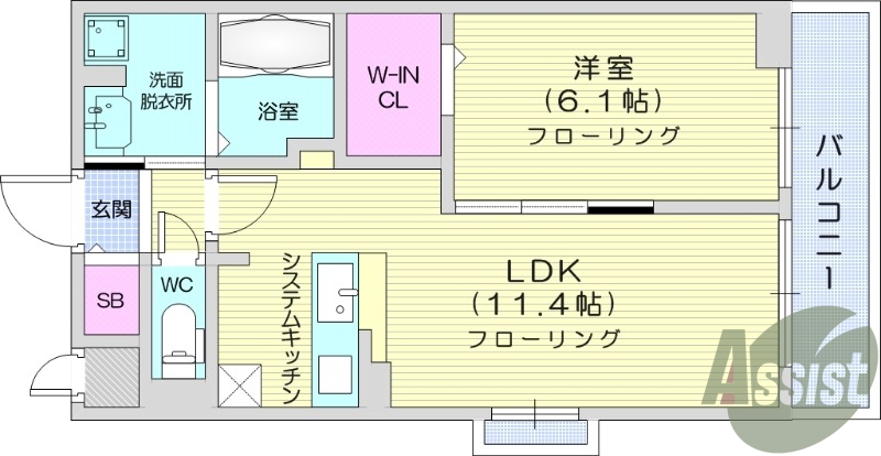 １LDK、オートロック付、ネット使用料不要、エアコン2台付き
