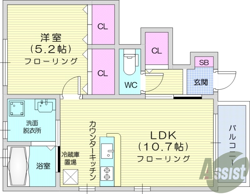 １LDK、都市ガス、カードキー、浴室乾燥機、宅配ボックス
