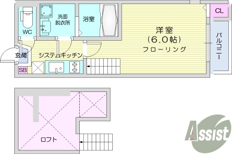 1K、バストイレ別、浴室乾燥、防犯カメラ。