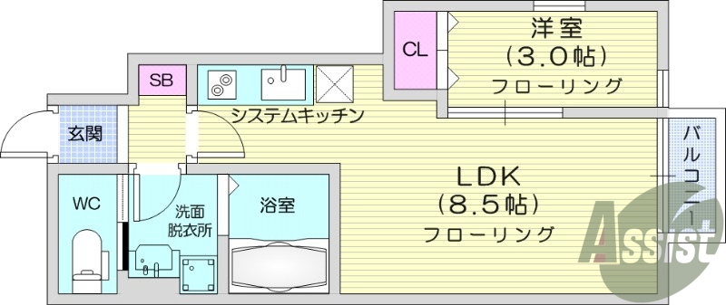 1LDK、インターネット無料、防犯カメラ、BS