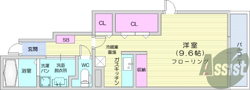 1K、浴室乾燥、追い焚き、ネット無料、TVインターホン