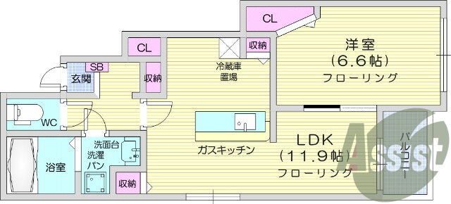 1LDK、浴室乾燥機、複層ガラス、
