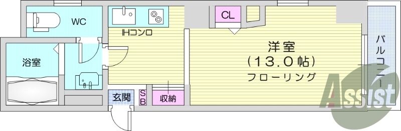 1R、エアコン、バストイレ別、独立洗面台