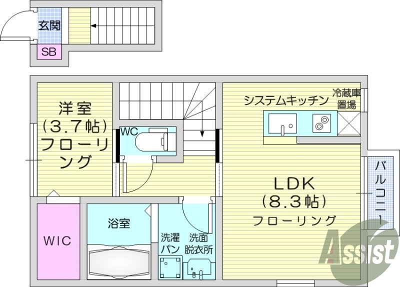 1LDK、インターネット無料、防犯カメラ、BS