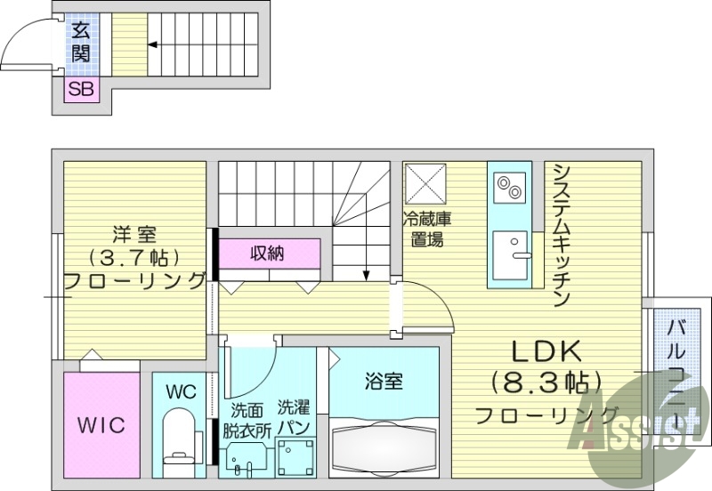 1LDK、インターネット無料、防犯カメラ、BS