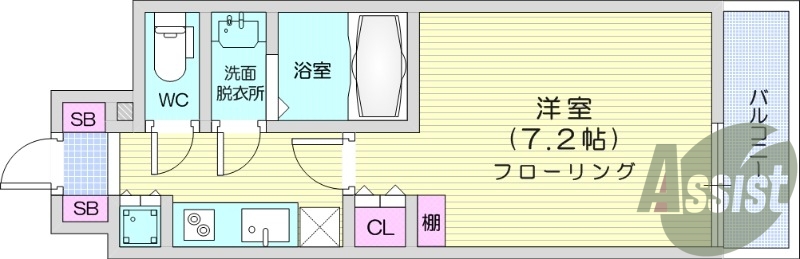 １K、フローリング、エアコン、クローゼット