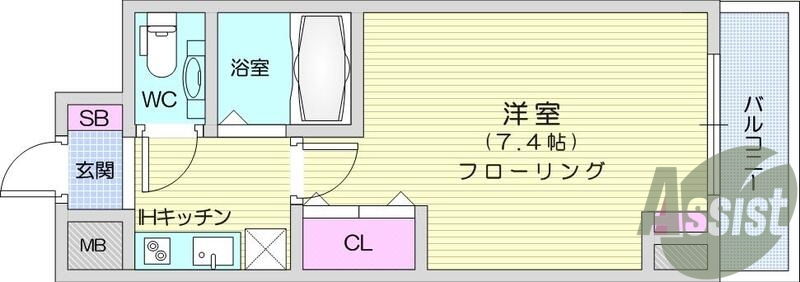 1K、セパレート、オール電化、クローゼット、オートロック