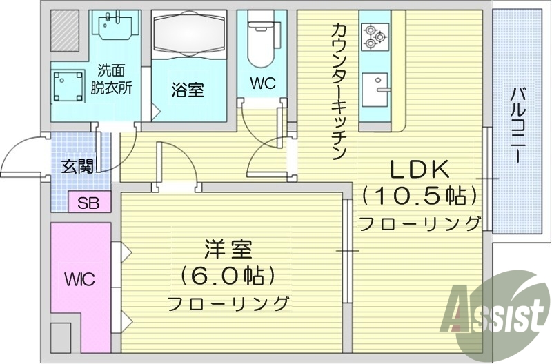 1LDK、エアコン、室内洗濯機置場、トイレ浴室別、収納