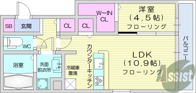 1LDK、追い焚き、ネット無料、防犯カメラ、オートロック