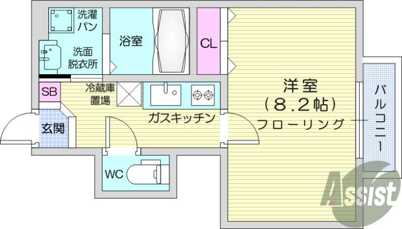 1K、浴室乾燥、追い焚き乾燥付き、ネット無料