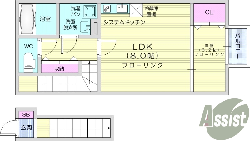 1LDK、ペット可能、IH、ネット無料、追い焚き、浴室乾燥