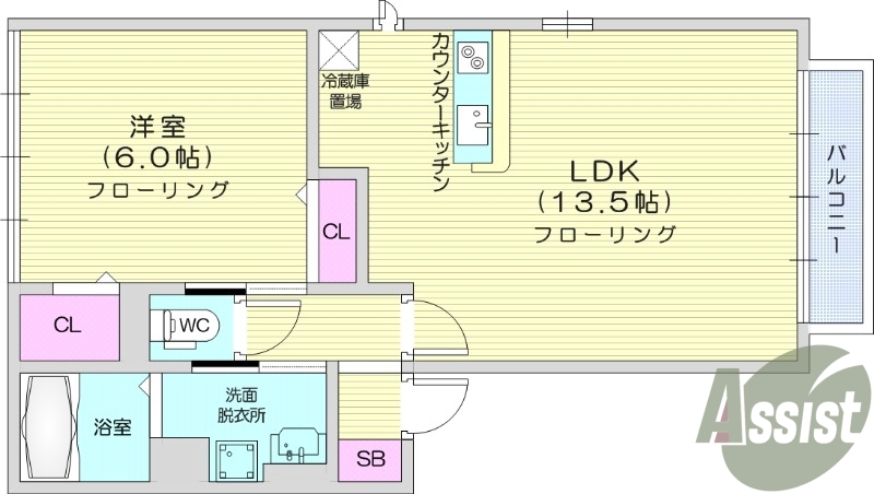 写真は別室です。1LDK、カウンターキッチン、フローリング