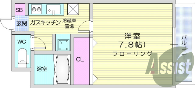 1K、モニター付きインターホン、エアコン