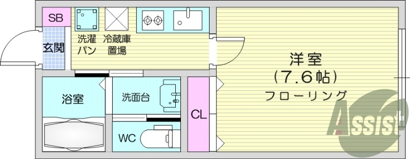 1K、独立洗面台、ネット使用料無料、エアコン
