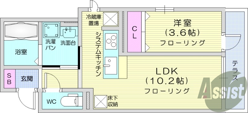 １LDK、エアコン、独立洗面台、ペット飼育可