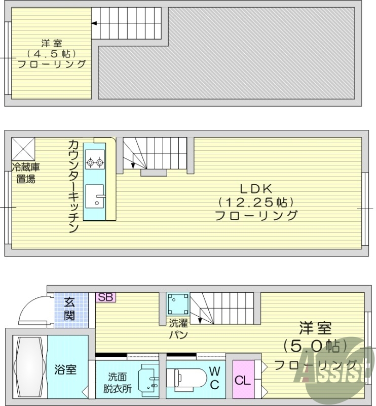 1LDK、浴室乾燥、追い焚き、カウンターキッチン、エアコン