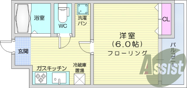 １K、モニター付きインターホン、フローリング