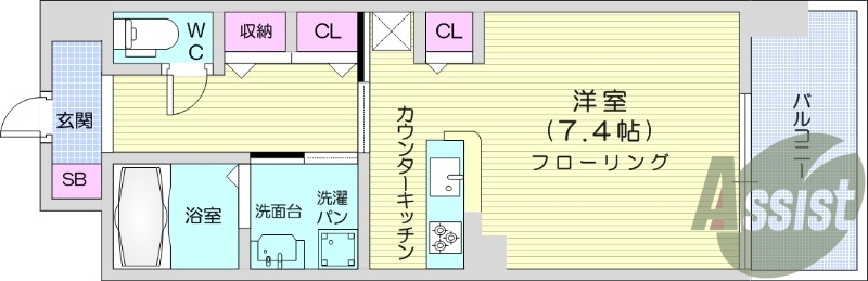 １R・エアコン・洗面脱衣所・モニター付きインターホン