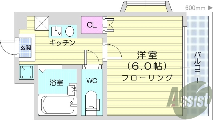 1K、ユニットバス、モニター付きインターホン、ネット無料