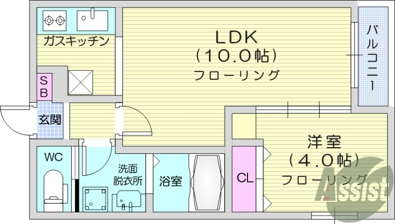 1LDK、エアコン、室内洗濯機置き場、トイレ浴室別、収納