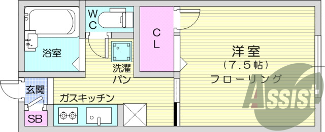 1K、インターネット無料、フリーレント有、シャワートイレ