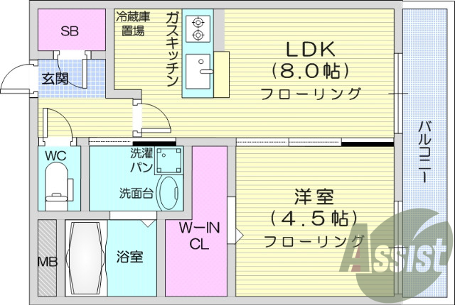 1LDK、追い焚き、ウォークインクローゼット、独立洗面台