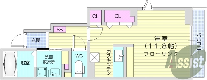 1R、デジタルキー、照明、室内物干し、追い焚き給湯