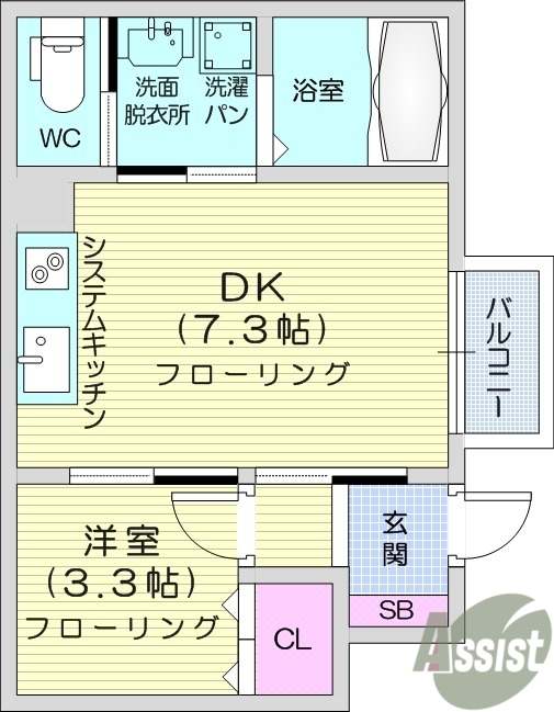 1DK、防犯カメラ、追い焚き、浴室乾燥、2口コンロ