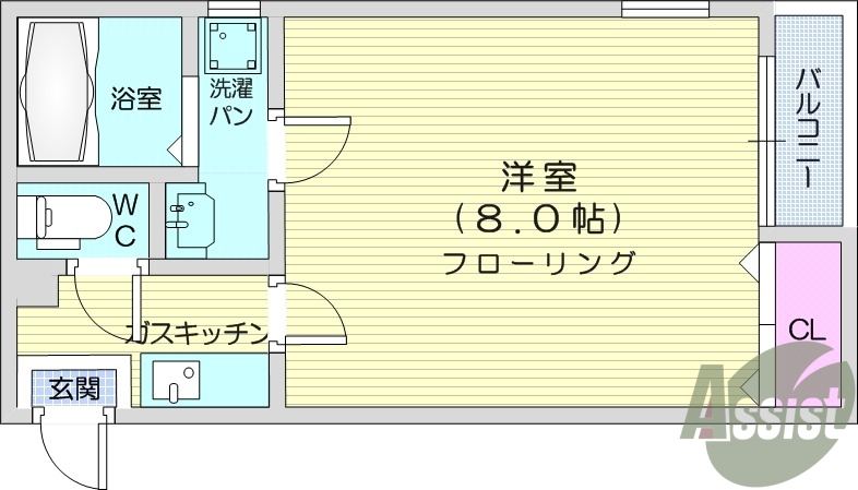 1K、ネット使用料不要、シャワートイレ、TV付インターホン