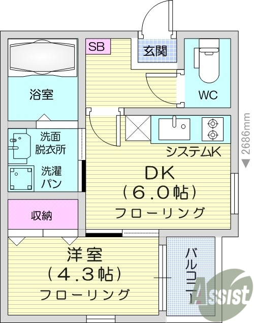 1DK、浴室乾燥、追い焚き、ネット無料、オートロック