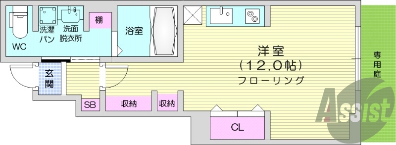 1R、宅配ボックス、追い焚き、浴室乾燥、ペット相談可